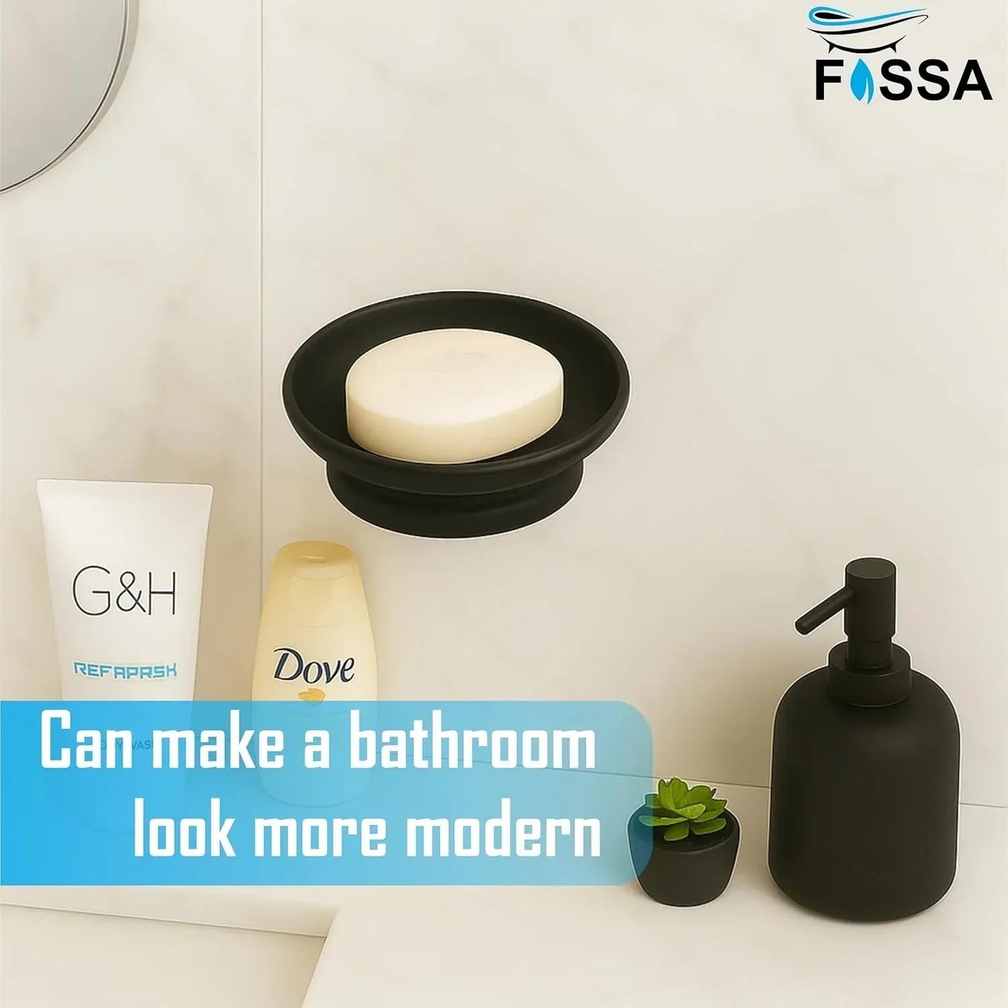 Ceramic Black Unbreakable Soap Dish Round Glossy Finish (RB-121)